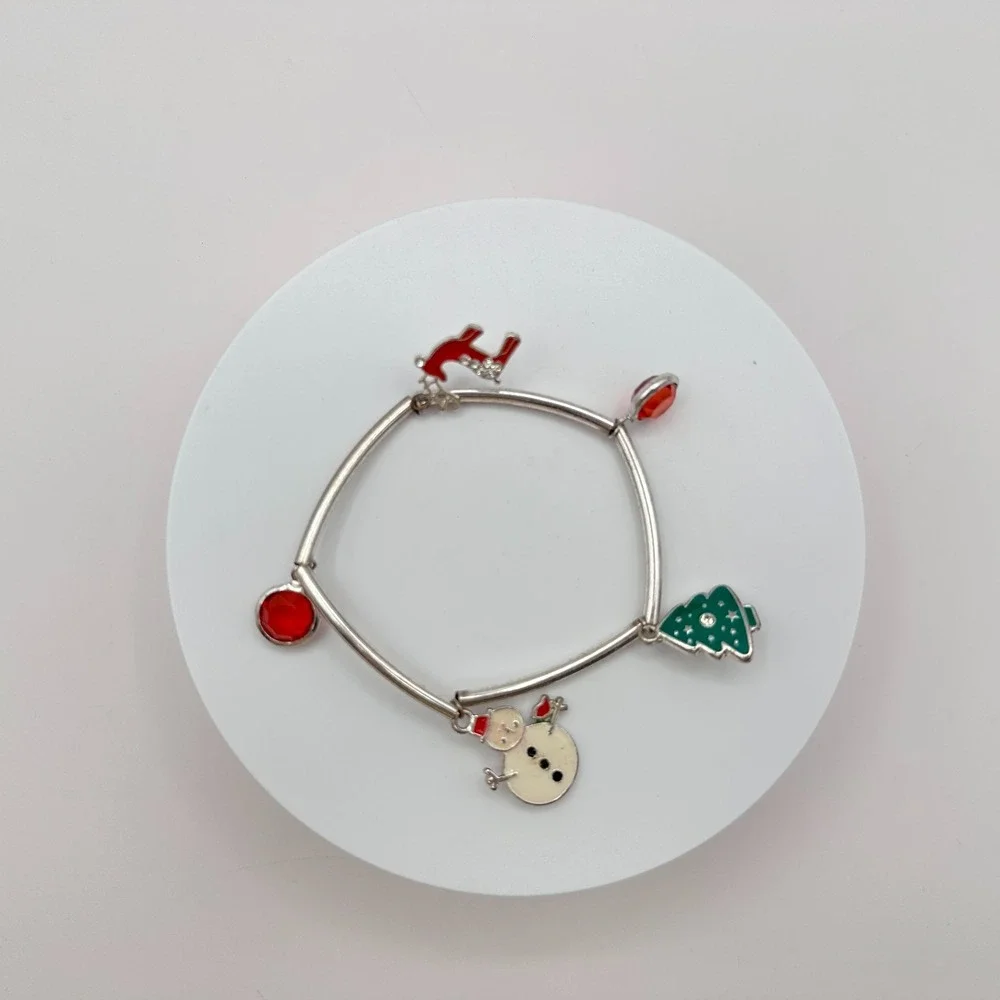 Vintage Y2K Silver Tone Holiday Charm Bracelet - Classic Women's Jewelry